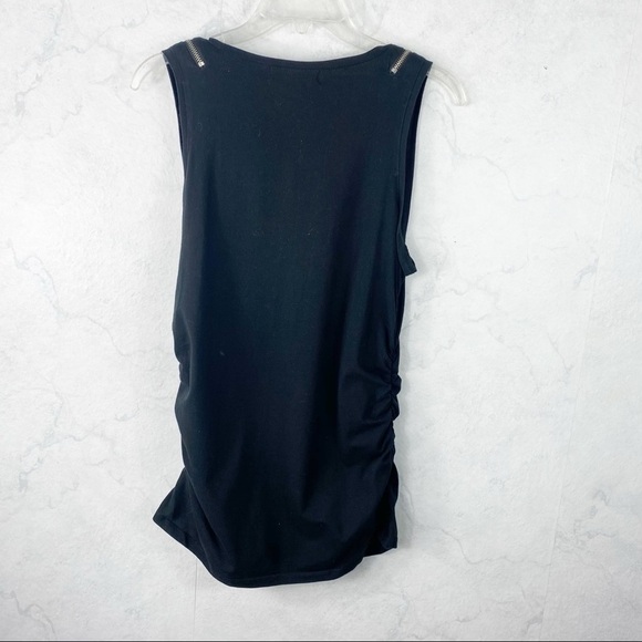 [MK] Black Ruched Zippered Tank Top - Picture 2 of 2